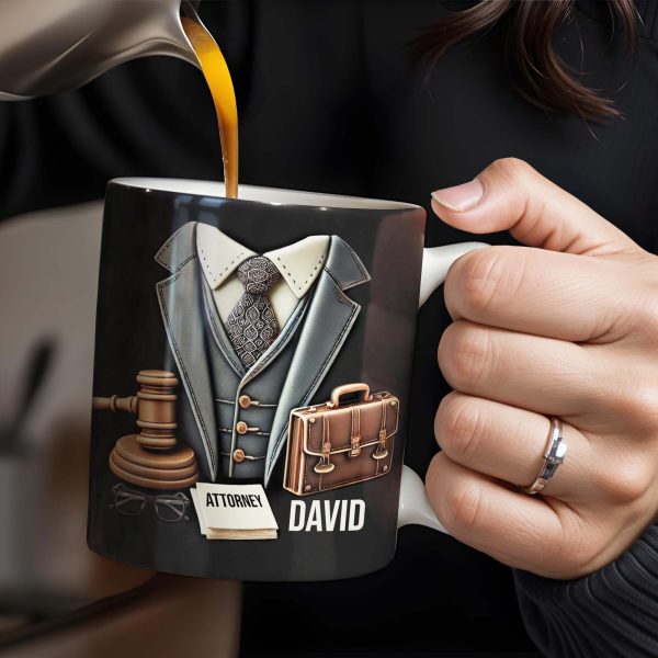 Attorney, Suit, Tie, Briefcase, and Gavel Design - Personalized Custom Coffee Mug - GRAD282_MG