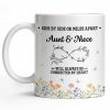 Aunt & Niece Always Connected by Heart With Flowers - Personalized Custom Coffee Mug - AUNT004_MG Aunt & Niece Always Connected by Heart With Flowers - Personalized Custom Coffee Mug - AUNT004_MG