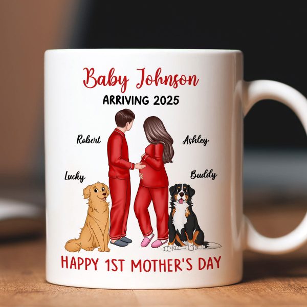 Baby Arriving Happy First Mother's Day Personalized Mug, Gift For Pregnant Mom, Expecting Mom Baby Arriving Happy First Mother's Day Personalized Mug, Gift For Pregnant Mom, Expecting Mom