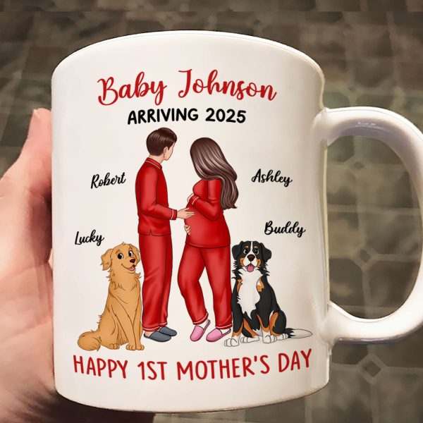 Baby Arriving Happy First Mother's Day Personalized Mug, Gift For Pregnant Mom, Expecting Mom Baby Arriving Happy First Mother's Day Personalized Mug, Gift For Pregnant Mom, Expecting Mom