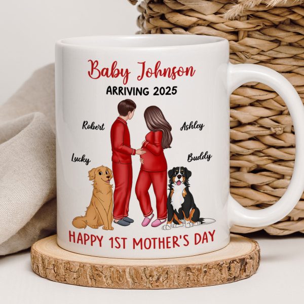 Baby Arriving Happy First Mother's Day Personalized Mug, Gift For Pregnant Mom, Expecting Mom Baby Arriving Happy First Mother's Day Personalized Mug, Gift For Pregnant Mom, Expecting Mom