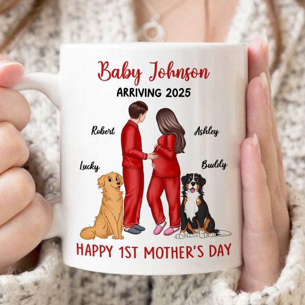 Baby Arriving Happy First Mother's Day Personalized Mug, Gift For Pregnant Mom, Expecting Mom Baby Arriving Happy First Mother's Day Personalized Mug, Gift For Pregnant Mom, Expecting Mom