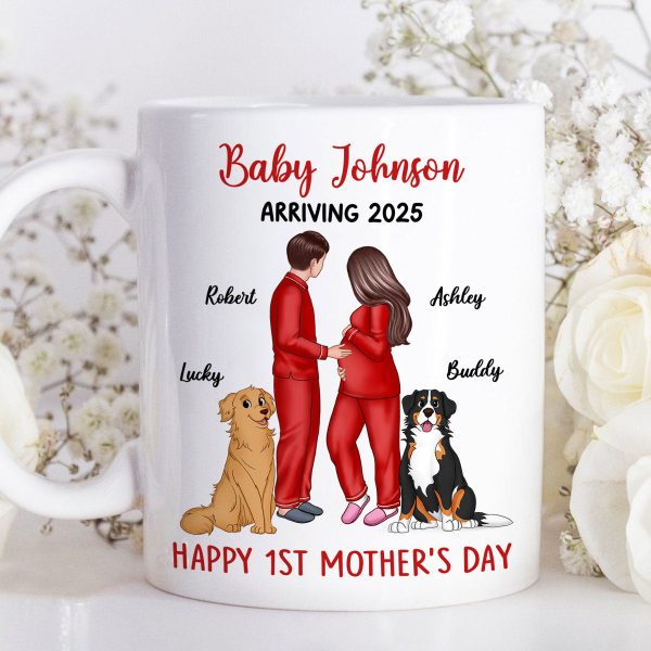 Baby Arriving Happy First Mother's Day Personalized Mug, Gift For Pregnant Mom, Expecting Mom Baby Arriving Happy First Mother's Day Personalized Mug, Gift For Pregnant Mom, Expecting Mom
