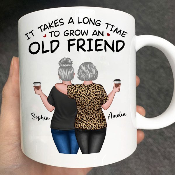 Back View Besties Walking It Takes A Long Time To Grow An Old Friend Personalized Mug, Gift For Best Friends, BFF Back View Besties Walking It Takes A Long Time To Grow An Old Friend Personalized Mug, Gift For Best Friends, BFF