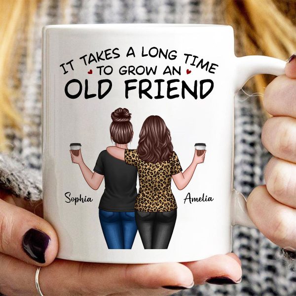 Back View Besties Walking It Takes A Long Time To Grow An Old Friend Personalized Mug, Gift For Best Friends, BFF Back View Besties Walking It Takes A Long Time To Grow An Old Friend Personalized Mug, Gift For Best Friends, BFF
