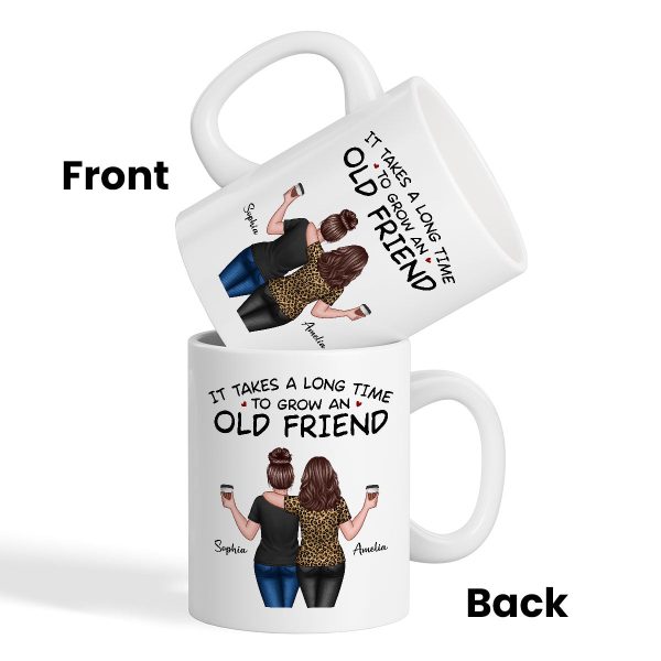 Back View Besties Walking It Takes A Long Time To Grow An Old Friend Personalized Mug, Gift For Best Friends, BFF Back View Besties Walking It Takes A Long Time To Grow An Old Friend Personalized Mug, Gift For Best Friends, BFF