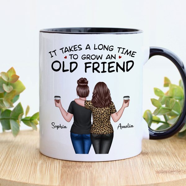 Back View Besties Walking It Takes A Long Time To Grow An Old Friend Personalized Mug, Gift For Best Friends, BFF Back View Besties Walking It Takes A Long Time To Grow An Old Friend Personalized Mug, Gift For Best Friends, BFF