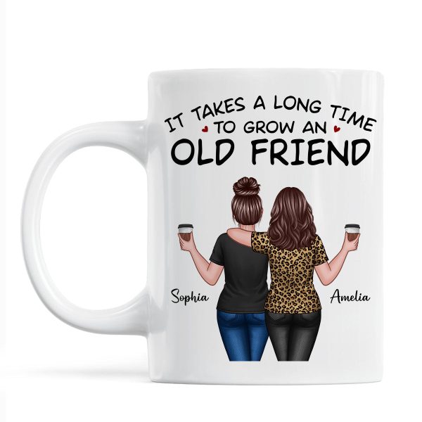 Back View Besties Walking It Takes A Long Time To Grow An Old Friend Personalized Mug, Gift For Best Friends, BFF Back View Besties Walking It Takes A Long Time To Grow An Old Friend Personalized Mug, Gift For Best Friends, BFF
