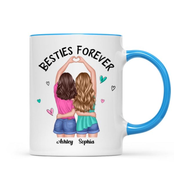 Back View Heart Hands Besties Forever Personalized Mug Back View Heart Hands Besties Forever Personalized Mug