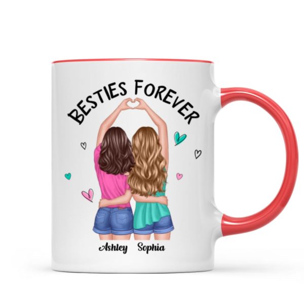 Back View Heart Hands Besties Forever Personalized Mug Back View Heart Hands Besties Forever Personalized Mug