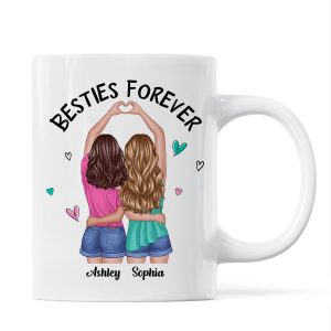 Back View Heart Hands Besties Forever Personalized Mug