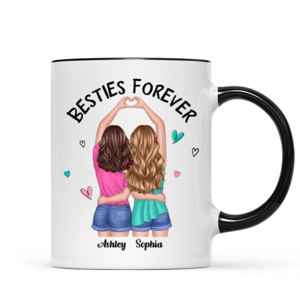 Back View Heart Hands Besties Forever Personalized Mug Back View Heart Hands Besties Forever Personalized Mug