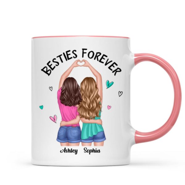 Back View Heart Hands Besties Forever Personalized Mug Back View Heart Hands Besties Forever Personalized Mug
