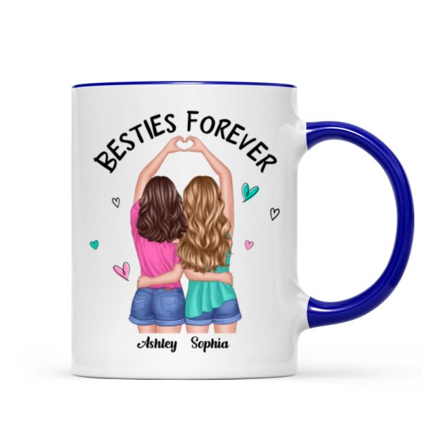 Back View Heart Hands Besties Forever Personalized Mug Back View Heart Hands Besties Forever Personalized Mug