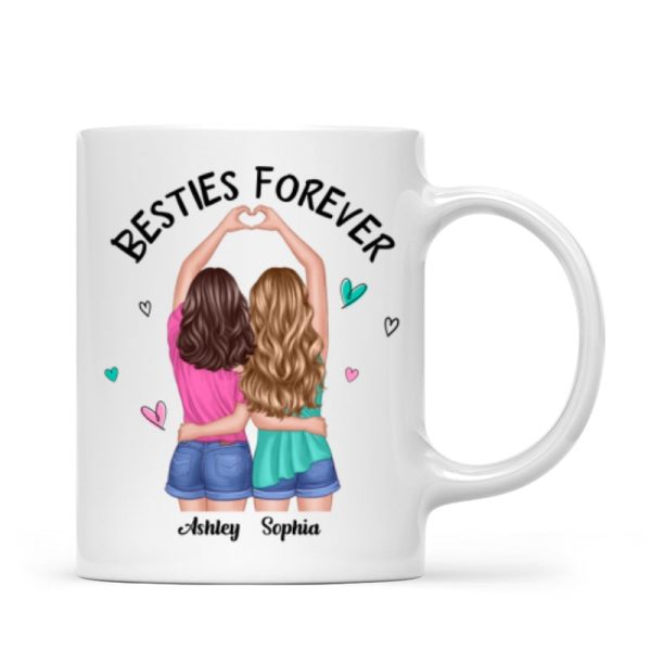 Back View Heart Hands Besties Forever Personalized Mug Back View Heart Hands Besties Forever Personalized Mug