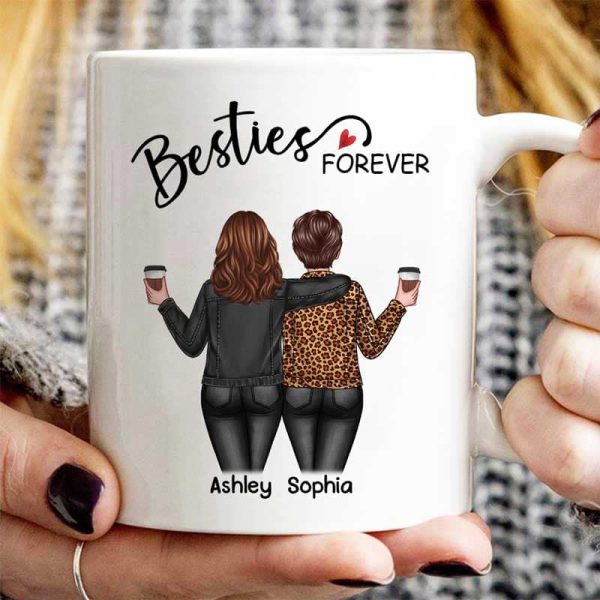 Back View Women Besties Forever Personalized Mug Back View Women Besties Forever Personalized Mug