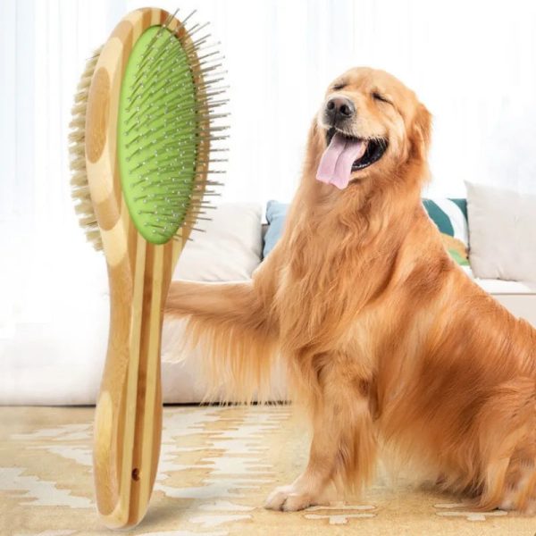 Bamboo Dog Brush Double-Sided Grooming Comb Bamboo Dog Brush Double-Sided Grooming Comb
