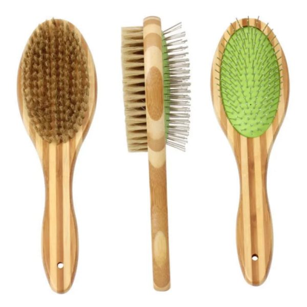 Bamboo Dog Brush Double-Sided Grooming Comb Bamboo Dog Brush Double-Sided Grooming Comb
