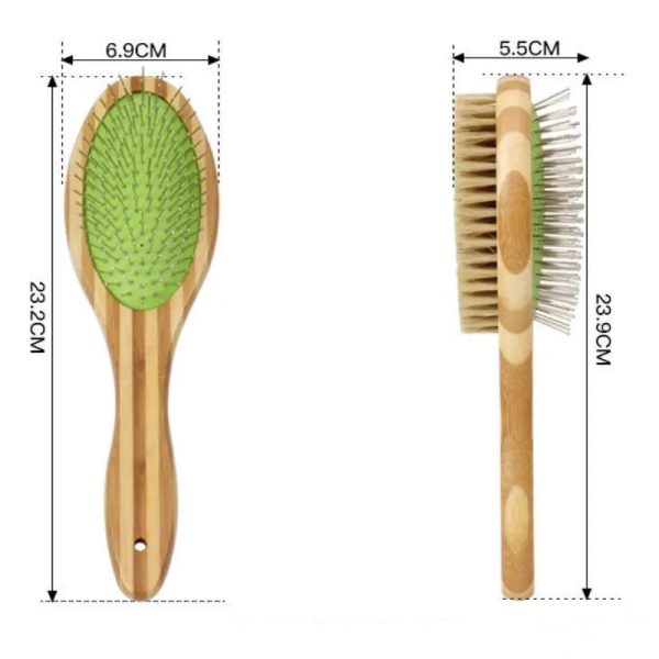 Bamboo Dog Brush Double-Sided Grooming Comb Bamboo Dog Brush Double-Sided Grooming Comb
