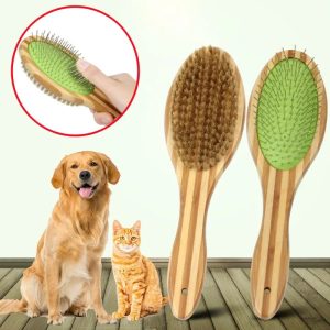 Bamboo Dog Brush Double-Sided Grooming Comb Bamboo Dog Brush Double-Sided Grooming Comb