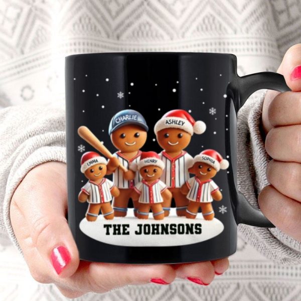Baseball Gingerbread Family Sport Lover Personalized Mug Baseball Gingerbread Family Sport Lover Personalized Mug