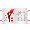 Be Mine Doll Couple Kissing Calendar Personalized Mug - Gift For Him Gift For Her Be Mine Doll Couple Kissing Calendar Personalized Mug - Gift For Him Gift For Her