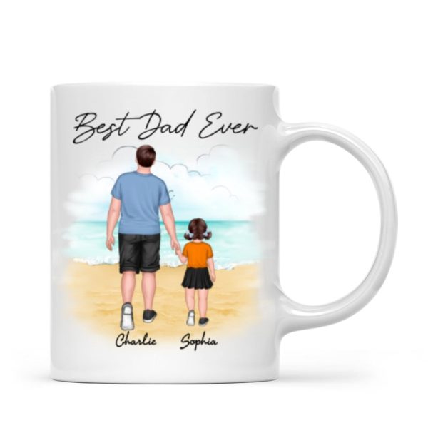 Beach Landscape Best Dad Ever Dad And Son Daughter Walking Personalized Mug Beach Landscape Best Dad Ever Dad And Son Daughter Walking Personalized Mug