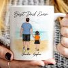 Beach Landscape Best Dad Ever Dad And Son Daughter Walking Personalized Mug Beach Landscape Best Dad Ever Dad And Son Daughter Walking Personalized Mug