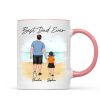 Beach Landscape Best Dad Ever Dad And Son Daughter Walking Personalized Mug Beach Landscape Best Dad Ever Dad And Son Daughter Walking Personalized Mug