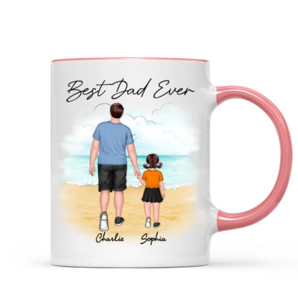 Beach Landscape Best Dad Ever Dad And Son Daughter Walking Personalized Mug Beach Landscape Best Dad Ever Dad And Son Daughter Walking Personalized Mug
