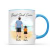 Beach Landscape Best Dad Ever Dad And Son Daughter Walking Personalized Mug Beach Landscape Best Dad Ever Dad And Son Daughter Walking Personalized Mug