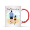 Beach Landscape Best Dad Ever Dad And Son Daughter Walking Personalized Mug Beach Landscape Best Dad Ever Dad And Son Daughter Walking Personalized Mug