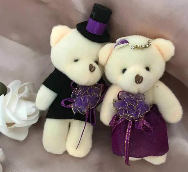 Bear Couple Plush Dolls 2pcs Wedding Party Decorative Favors Purple Dress Bear Couple Plush Dolls 2pcs Wedding Party Decorative Favors Purple Dress