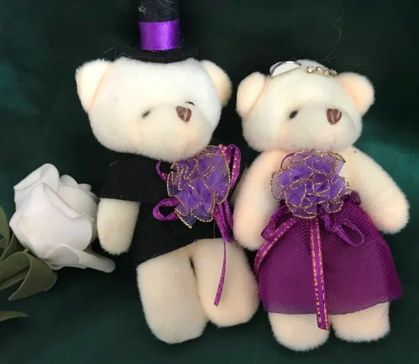 Bear Couple Plush Dolls 2pcs Wedding Party Decorative Favors Purple Dress Bear Couple Plush Dolls 2pcs Wedding Party Decorative Favors Purple Dress