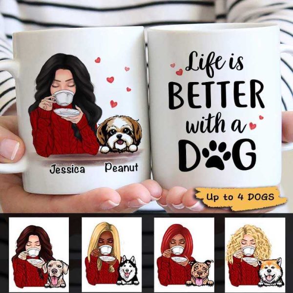 Beautiful Woman Life Is Better With Dog Personalized Coffee Mug Beautiful Woman Life Is Better With Dog Personalized Coffee Mug