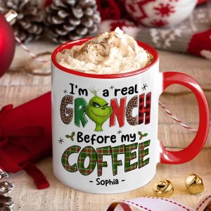 Before My Coffee/ Tea, Gift For Coffee And Tea Lover, Personalized Mug, Green Monster Mug, Christmas Gift 02HUTI121023