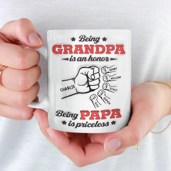 Being Grandpa Is An Honor - Family Personalized Custom 3D Inflated Effect Printed Mug - Father's Day, Gift For Dad, Grandpa Being Grandpa Is An Honor - Family Personalized Custom 3D Inflated Effect Printed Mug - Father's Day, Gift For Dad, Grandpa