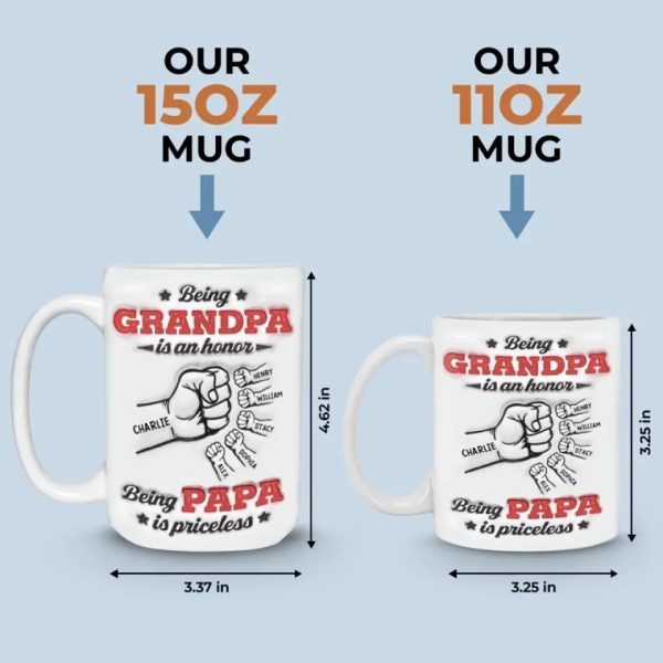 Being Grandpa Is An Honor - Family Personalized Custom 3D Inflated Effect Printed Mug - Father's Day, Gift For Dad, Grandpa Being Grandpa Is An Honor - Family Personalized Custom 3D Inflated Effect Printed Mug - Father's Day, Gift For Dad, Grandpa