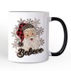 Believe Santa Buffalo Plaid Personalized Mug, Retro Christmas Gift with Custom Name Believe Santa Buffalo Plaid Personalized Mug, Retro Christmas Gift with Custom Name