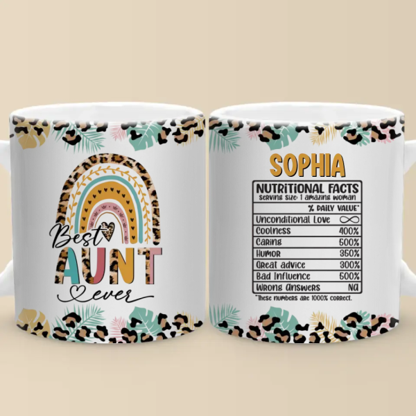 Best Auntie Nutritional Facts - Family Personalized Custom Mug - Gift For Family Members Best Auntie Nutritional Facts - Family Personalized Custom Mug - Gift For Family Members