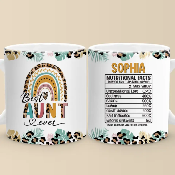 Best Auntie Nutritional Facts - Family Personalized Custom Mug - Gift For Family Members Best Auntie Nutritional Facts - Family Personalized Custom Mug - Gift For Family Members