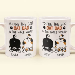 Best Cat Dad In The Hole World - Personalized Mug