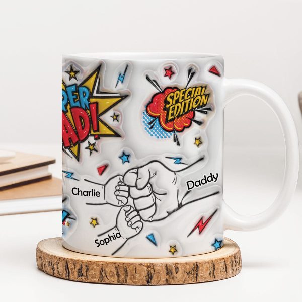 Best Dad Ever Fist Bump Personalized 3D Inflated Effect Mug, Father's Day Gift for Dad Best Dad Ever Fist Bump Personalized 3D Inflated Effect Mug, Father's Day Gift for Dad
