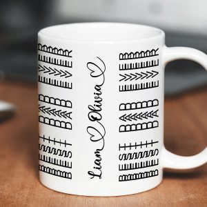 Best Dad Ever Funny Dad Hidden Message Personalized Mug, Father's Day Gift for Dad, Custom Kids' Names