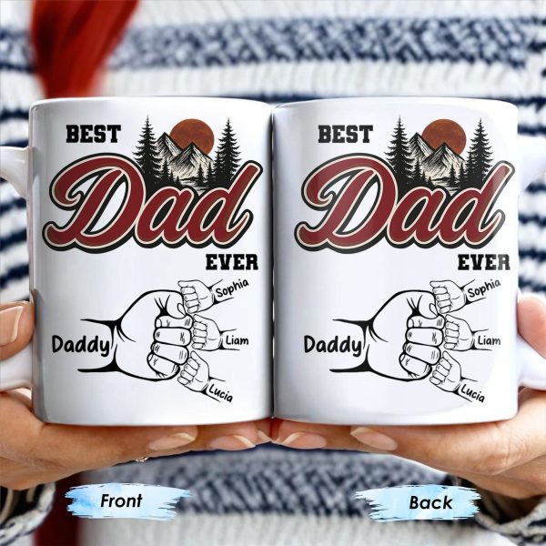 Best Dad Ever, Hand Holding, Mountains and Trees - Personalized Custom Coffee Mug - DAD204_MG Best Dad Ever, Hand Holding, Mountains and Trees - Personalized Custom Coffee Mug - DAD204_MG