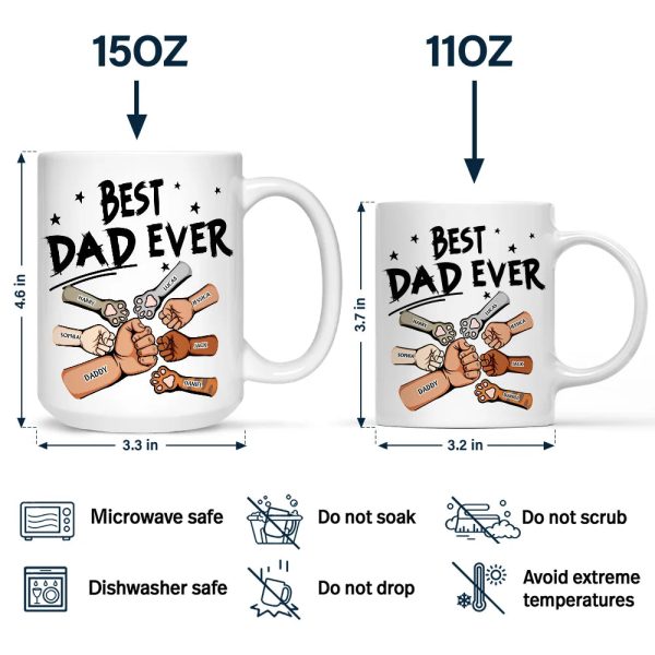 Best Dad Ever Pet And Kid Hand Punch Colorful - Personalized Mug Best Dad Ever Pet And Kid Hand Punch Colorful - Personalized Mug