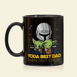 Best Dad Love You We Do - Personalized Black Mug - Gift For Dad