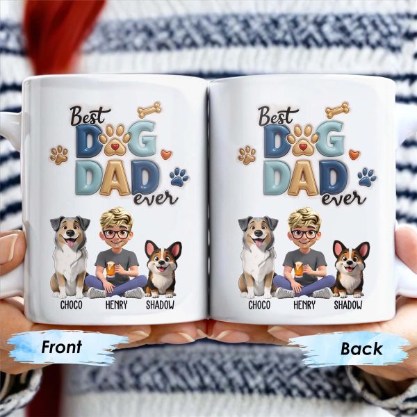 Best Dog Dad Ever, Dogs, Paws, And Beer Mug - Personalized Custom Coffee Mug - DAD056_MG Best Dog Dad Ever, Dogs, Paws, And Beer Mug - Personalized Custom Coffee Mug - DAD056_MG