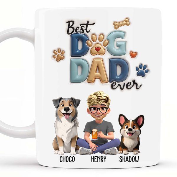 Best Dog Dad Ever, Dogs, Paws, And Beer Mug - Personalized Custom Coffee Mug - DAD056_MG Best Dog Dad Ever, Dogs, Paws, And Beer Mug - Personalized Custom Coffee Mug - DAD056_MG