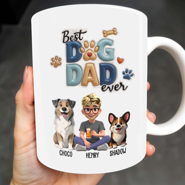 Best Dog Dad Ever, Dogs, Paws, And Beer Mug - Personalized Custom Coffee Mug - DAD056_MG Best Dog Dad Ever, Dogs, Paws, And Beer Mug - Personalized Custom Coffee Mug - DAD056_MG